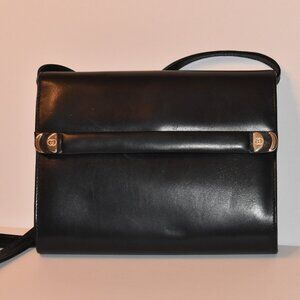 Vintage Gucci smooth blue leather shoulder bag